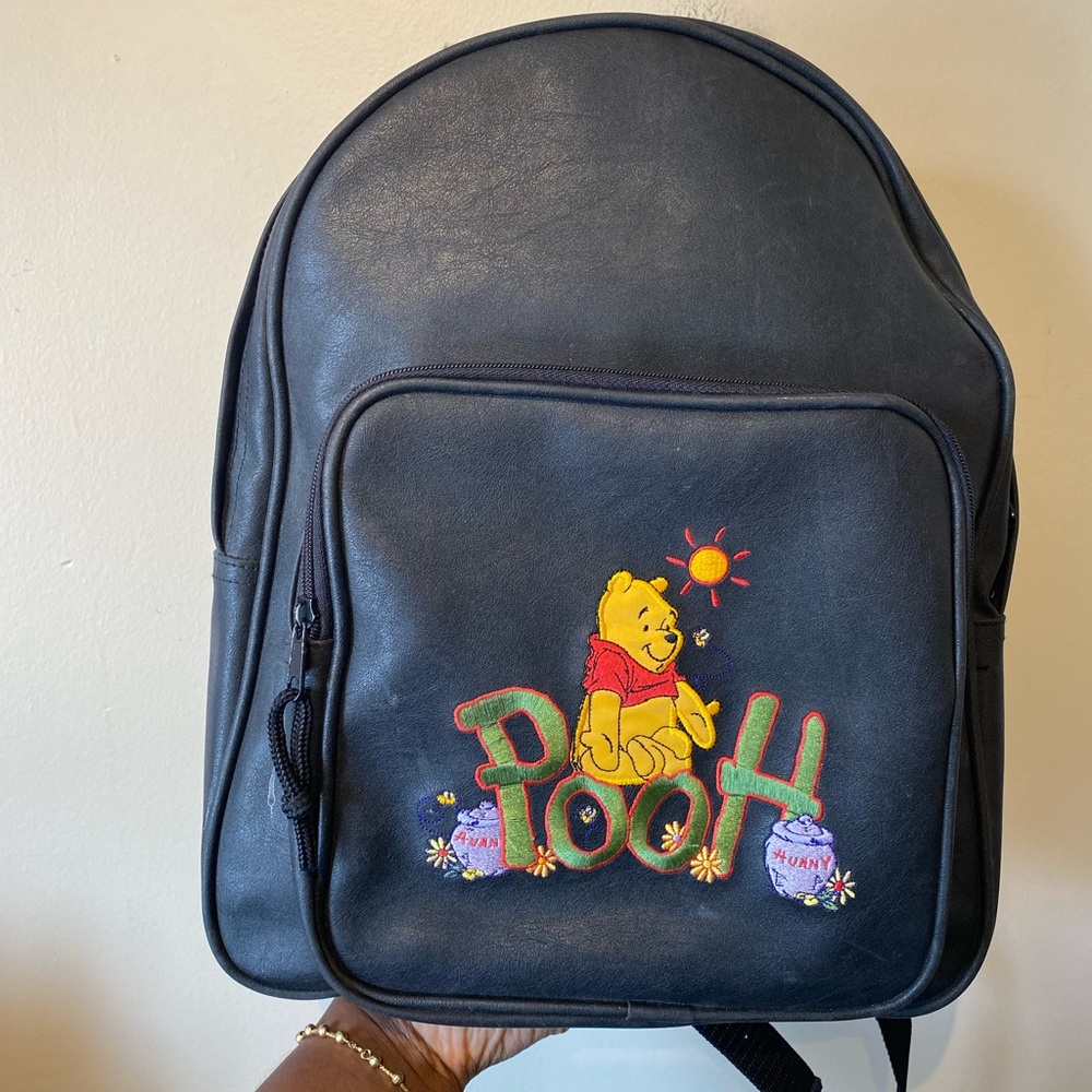 Disney Pooh leather black backpack…